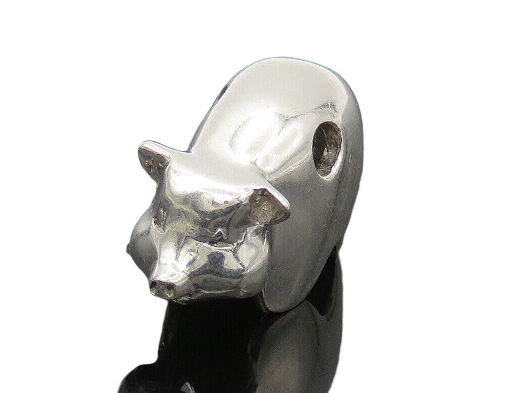 925 Sterling Silver  Vintage Shiny Polished Pig Motif Animal Pendant  PT13350