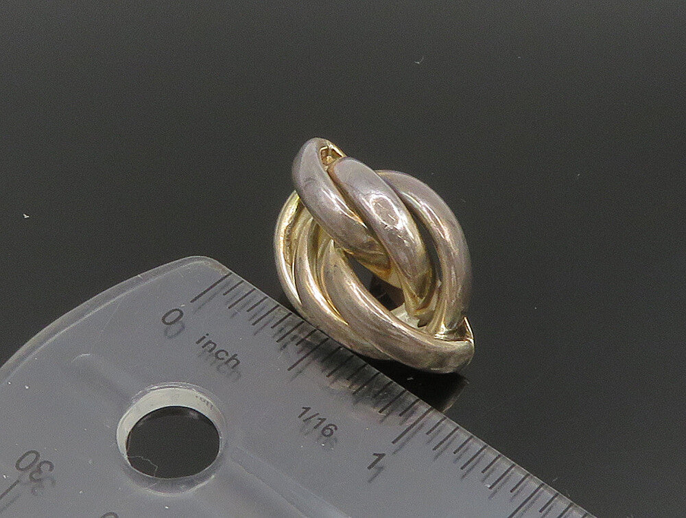 TURE 925 Silver & 14K GOLD  Vintage Shiny Rope Knot Stud Earrings  EG11609