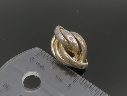 TURE 925 Silver & 14K GOLD  Vintage Shiny Rope Knot Stud Earrings  EG11609