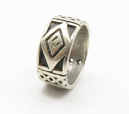 925 Sterling Silver Vintage Oxidized Pattern Round Band Ring Sz 7  RG14990