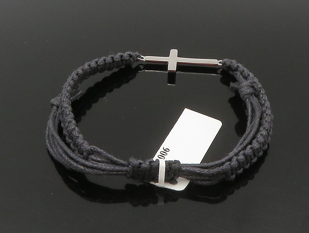 925 Sterling Silver  Religious Cross Adjustable Friendship Bracelet  BT1027