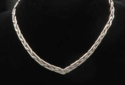 MEXICO 925 Sterling Silver  Vintage Dark Tone Wheat Collar Necklace  NE2414