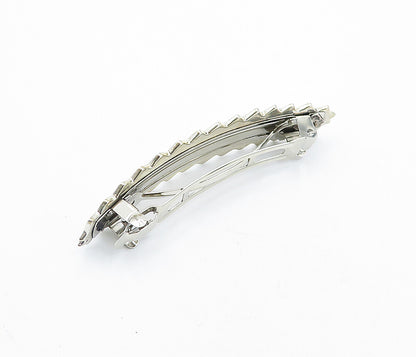 MEXICO 925 Sterling Silver  Vintage Enamel Pattern Serrated Hair Clip  TR1175