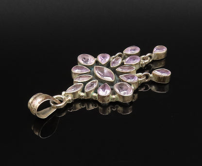 925 Sterling Silver  Vintage Multi Pear Shaped Gemstone Dangle Pendant  PT21765