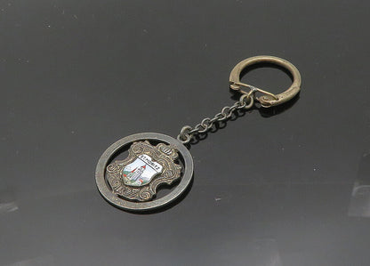 925 Sterling Silver  Vintage Enamel Saint Moritz Switzerland Key Chain  TR2763