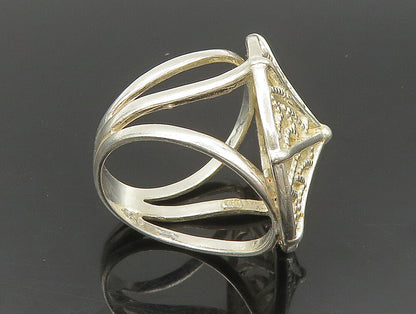 925 Sterling Silver  Vintage Round Cut Out Split Shank Band Ring Sz 8  RG24100