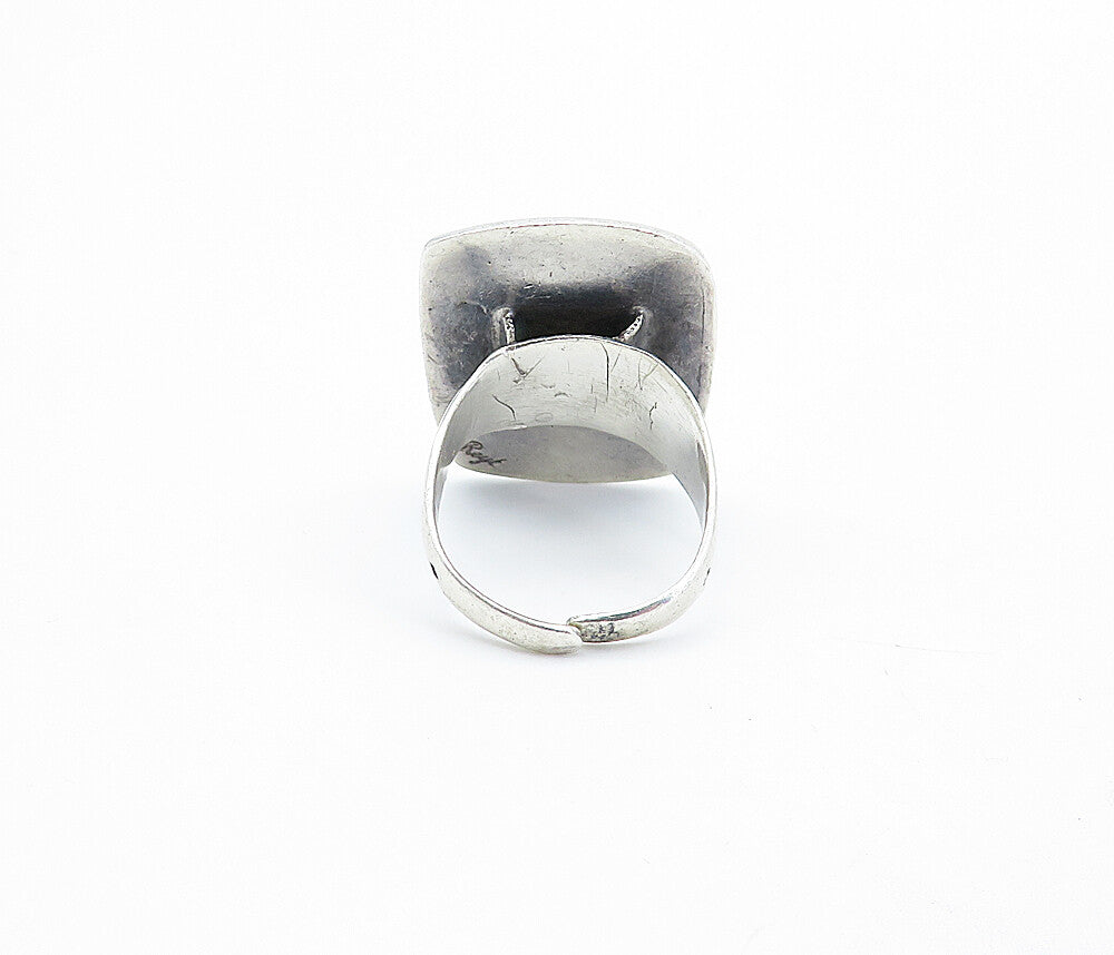 REYT 925 Sterling Silver  Vintage Raised Pattern Cocktail Ring Sz 7.5  RG4317