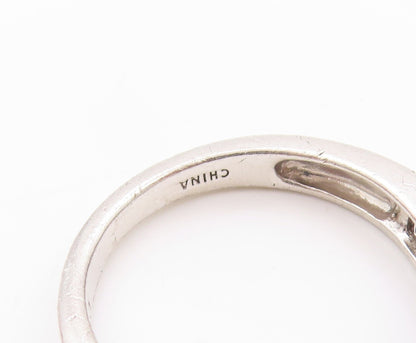 925 Sterling Silver Vintage Ring Modernist Square Cut CZ Inlay Band Sz 8 RG32742