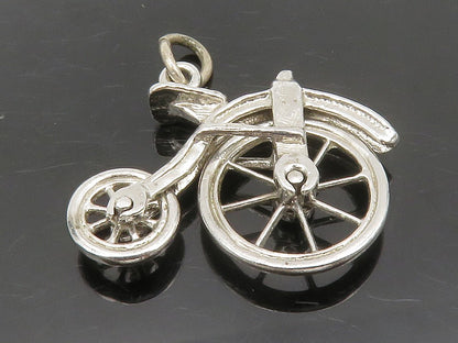 925 Sterling Silver Vintage Shiny Penny Farthing Bicycle Pendant  PT10237
