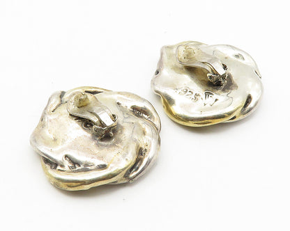 925 Sterling Silver  Vintage Modernist Jasper Non Pierce Earrings  EG5713