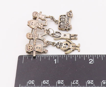 925 Sterling Silver  Vintage School Bus Charmed Children Brooch Pin  BP4061