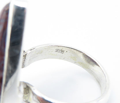 925 Sterling Silver  Cabochon Cut Spotted Jasper Cocktail Ring Sz 7  RG8240