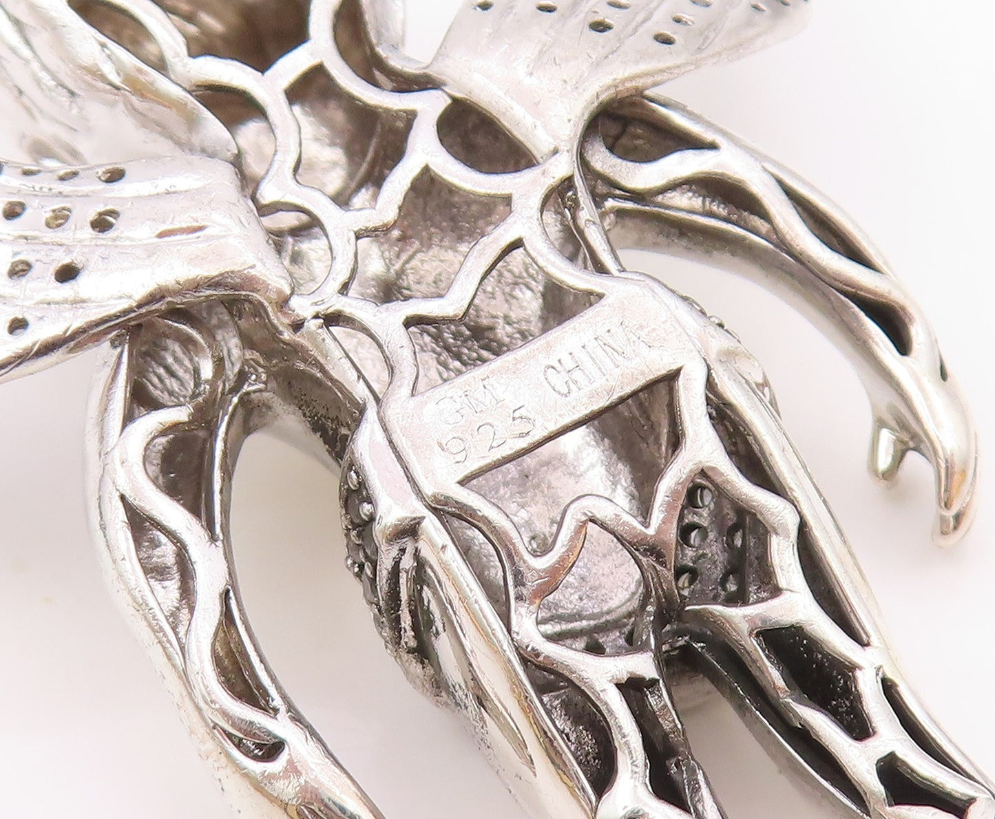 925 Sterling Silver  Vintage Shiny Cubic Zirconia Baby Angel Pendant  PT9545