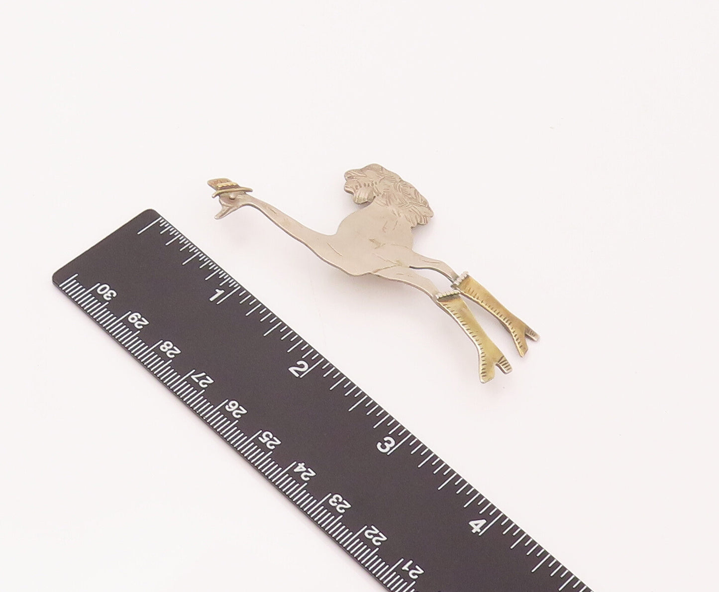 925 Silver  Vintage Designer Gold Plated Shoes & Hat Peacock Brooch Pin TR3503