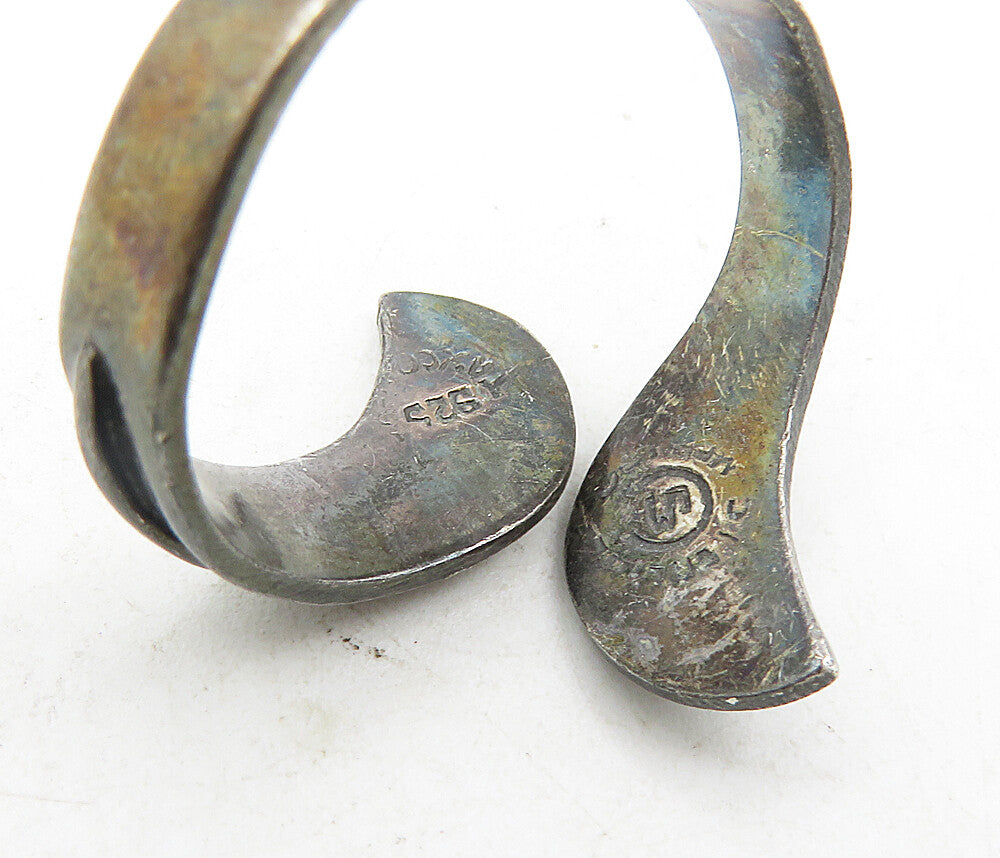 TAXCO MEXICO 925 Silver   Vintage Dark Tone Bypass Band Ring Sz 6.5  RG9207