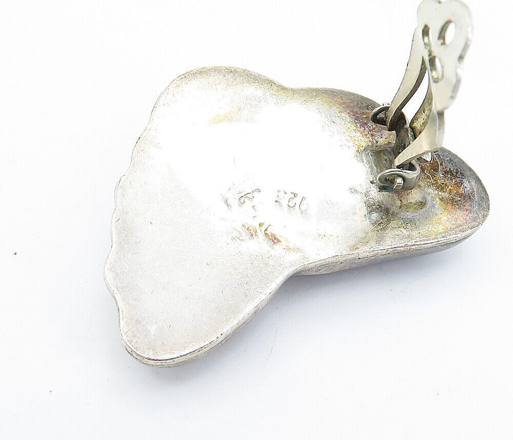MEXICO 925 Sterling Silver  Vintage Fluted Cloud Non Pierce Earrings  EG2234