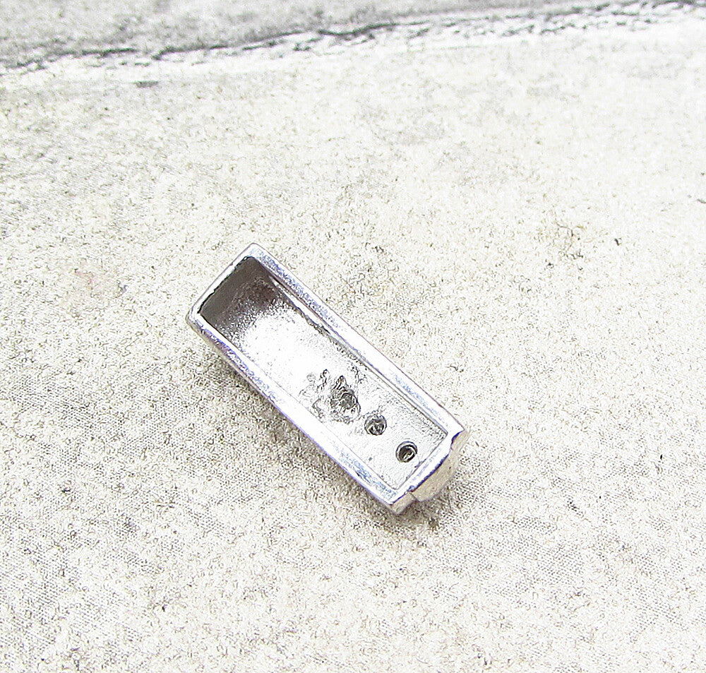 925 Sterling Silver  White Cubic Zirconia Linear Slider Pendant  PT1512
