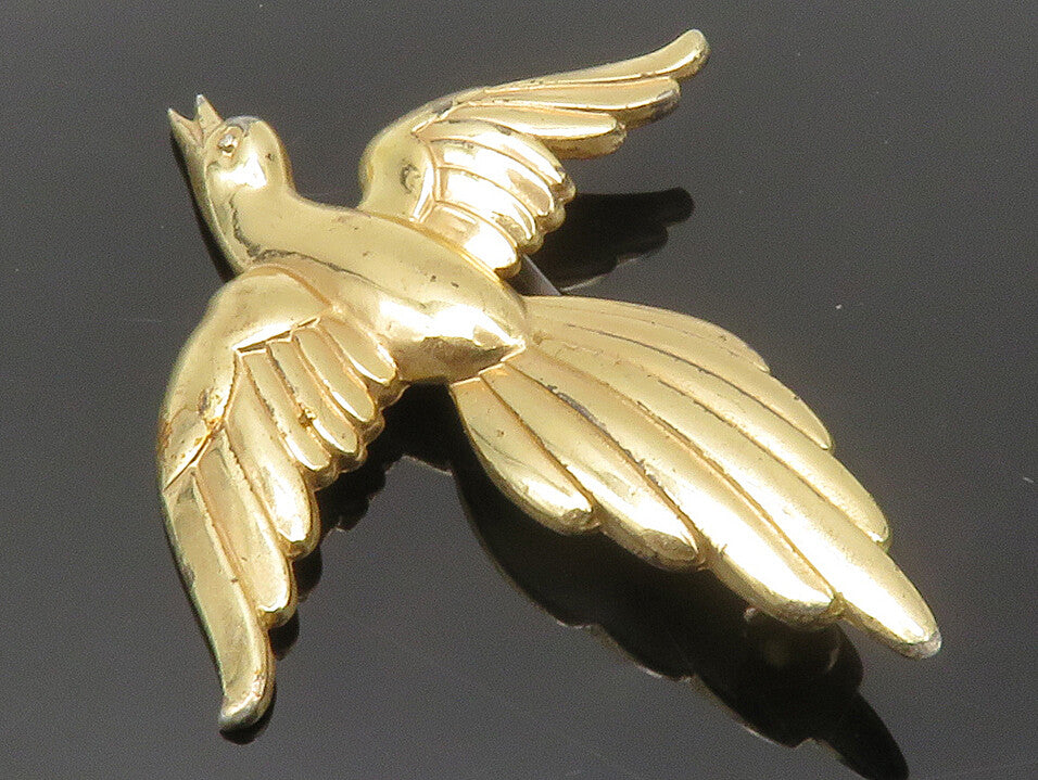FORSTNER 925 Sterling Silver Vintage Gold Plated Flying Bird Brooch Pin  BP5018