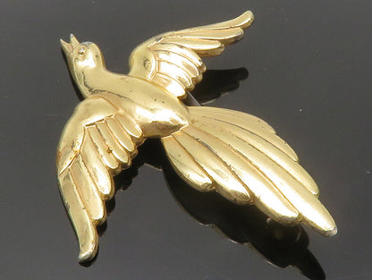 FORSTNER 925 Sterling Silver Vintage Gold Plated Flying Bird Brooch Pin  BP5018