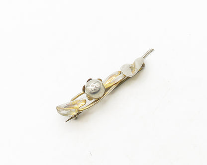 HANDLEBAR 925 Sterling Silver  Vintage Shiny Floral Vine Brooch Pin  BP7203