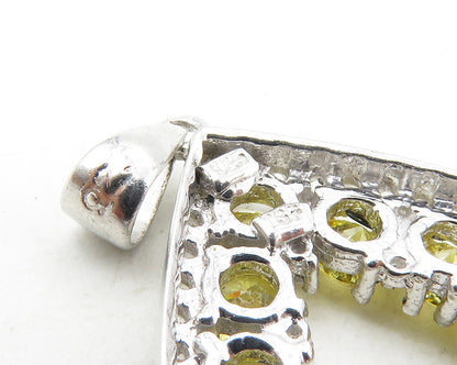 925 Sterling Silver  Shiny Yellow & White Topaz Open Tear Drop Pendant  PT7311
