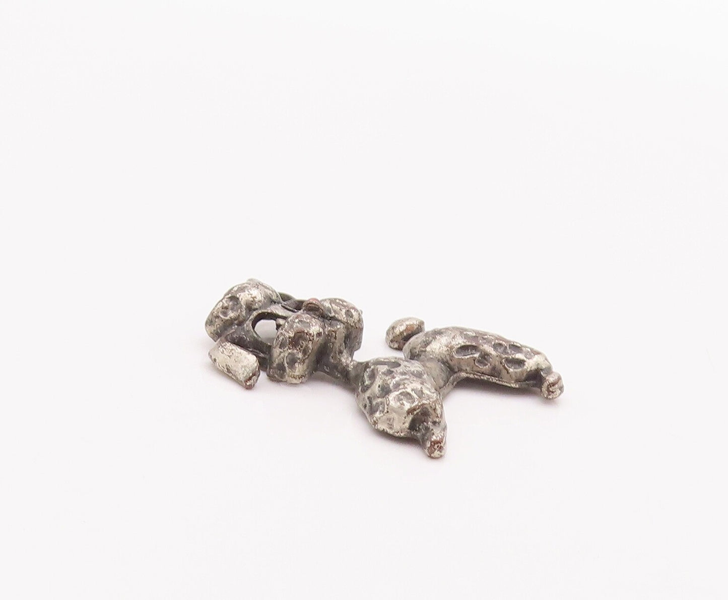 925 Sterling Silver Vintage Pendant Solid Dented Carved Poodle Dog  PT22968