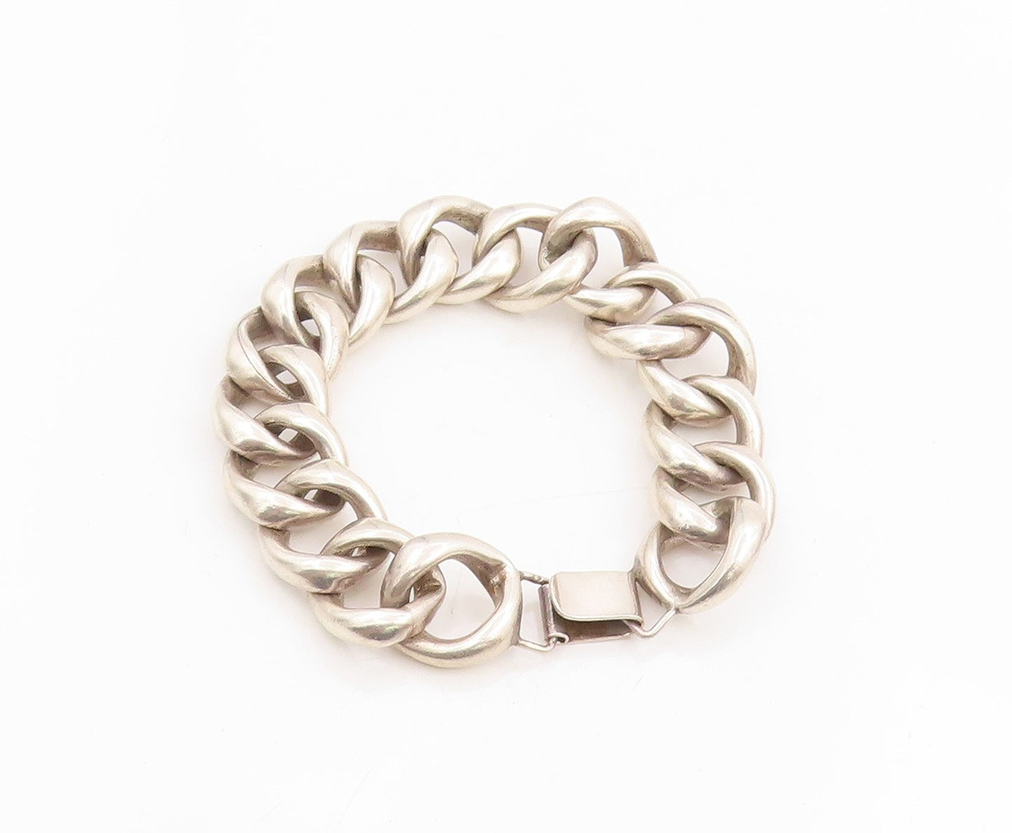 925 Sterling Silver Vintage Bracelet POLAND Chunky Curb Link Solid Chain BT11441