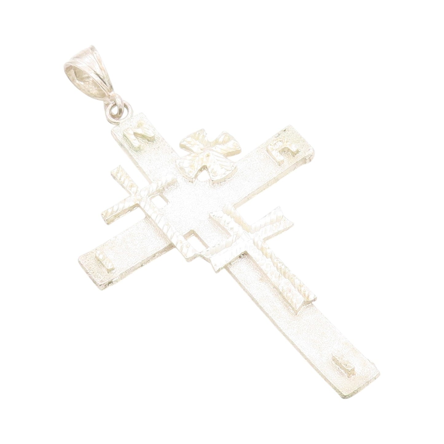 925 Sterling Silver Vintage Pendant Solid Large Carved Religious Cross  PT24390