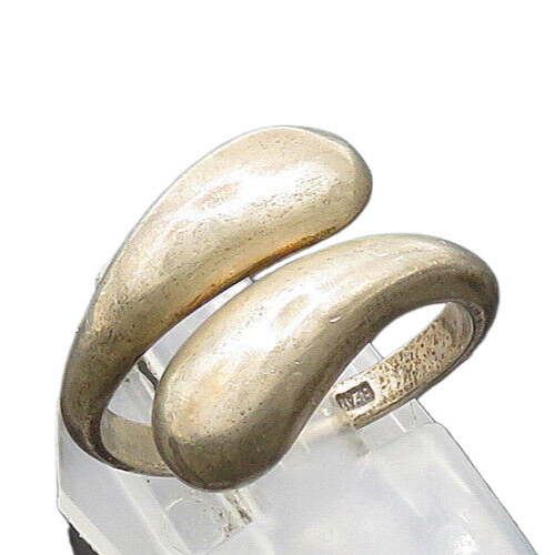 BEAU 925 Sterling Silver  Vintage Smooth Bypass Band Ring Sz 6  RG18812