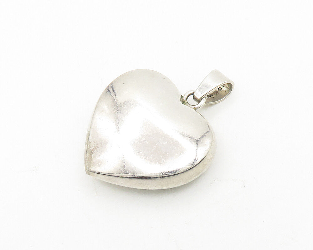 JONDELL SPAIN 925 Silver  Vintage Shiny Hollow Love Heart Pendant  PT14692