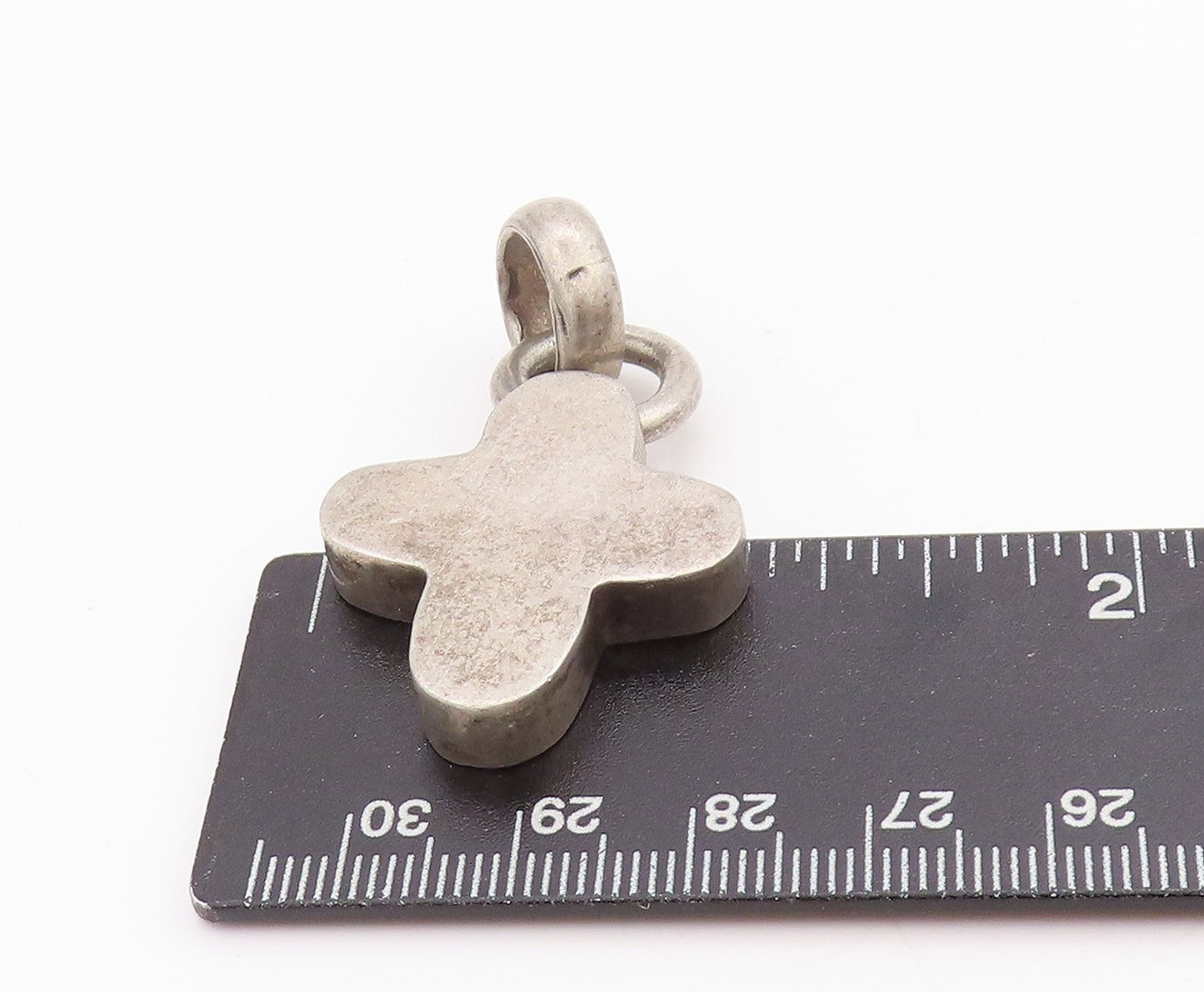 925 Sterling Silver Vintage Pendant Minimalist Puffed Cross  PT24577
