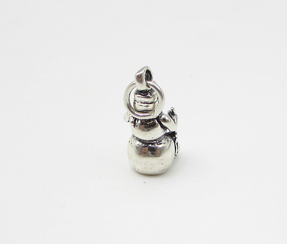 925 Sterling Silver  Vintage Snowman Charm Pendant  PT1879