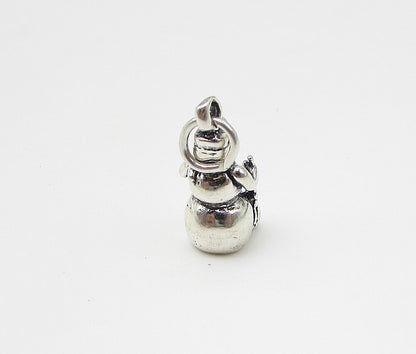 925 Sterling Silver  Vintage Snowman Charm Pendant  PT1879