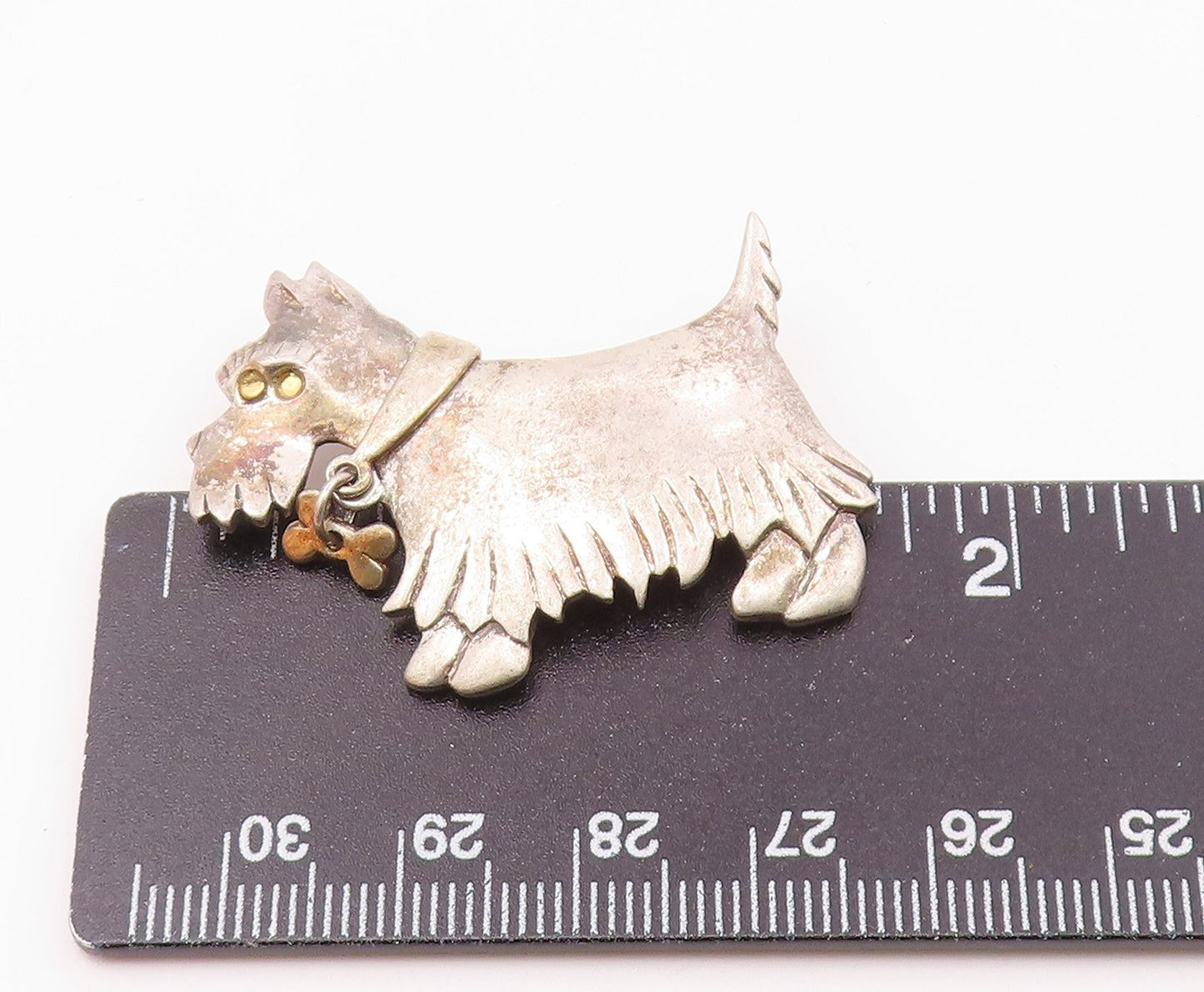 925 Sterling Silver  Vintage Two Tone Dog Animal Motif Brooch Pin  BP9290