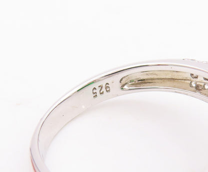 925 Sterling Silver Vintage Ring Rectangle Cut Peridot Triangle CZ Sz 7  RG29020