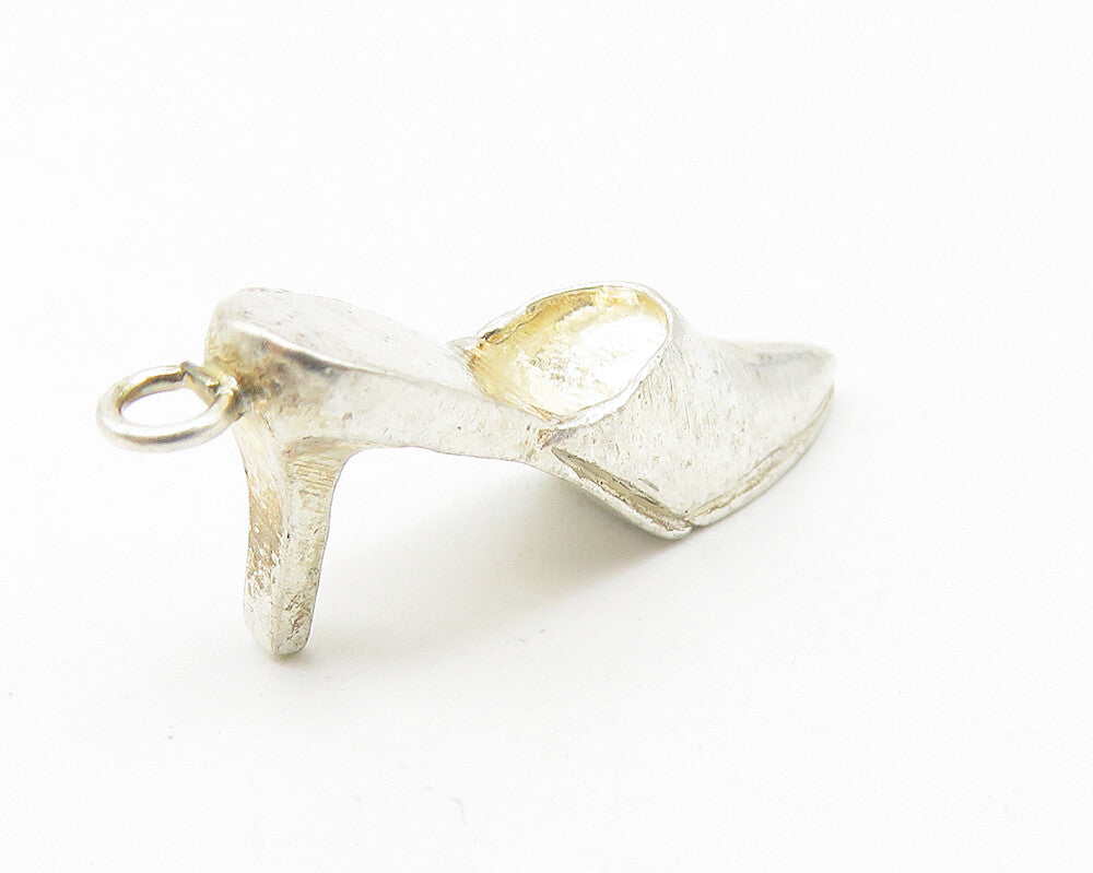 925 Sterling Silver  Vintage Petite High Heel Pointy Shoe Pendant  PT8749
