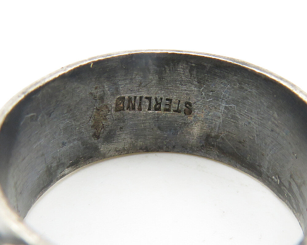 925 Sterling Silver   Vintage Oxidized Antique Swirl Band Ring Sz 7  RG11633