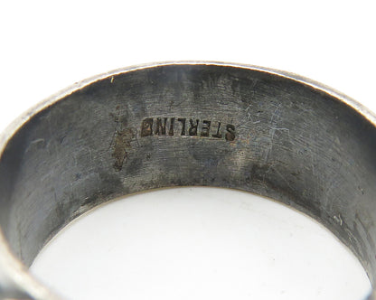 925 Sterling Silver   Vintage Oxidized Antique Swirl Band Ring Sz 7  RG11633