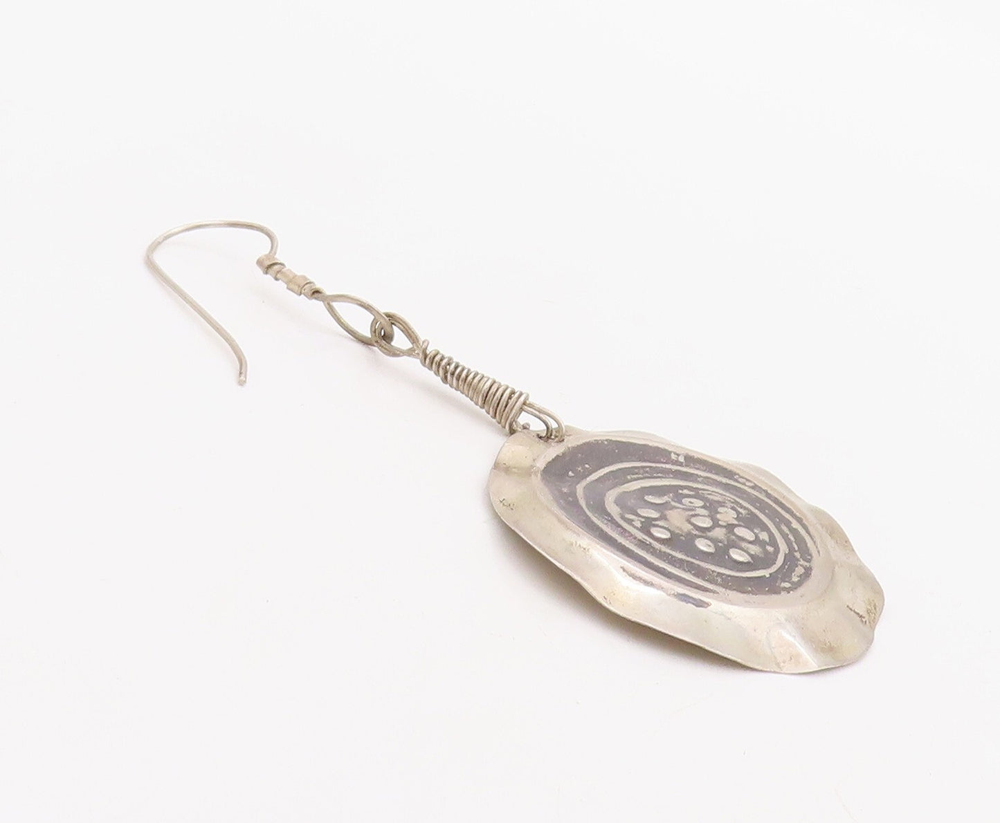 925 Sterling Silver Vintage Earrings Designer Dark Tone Button Effect  EG13216
