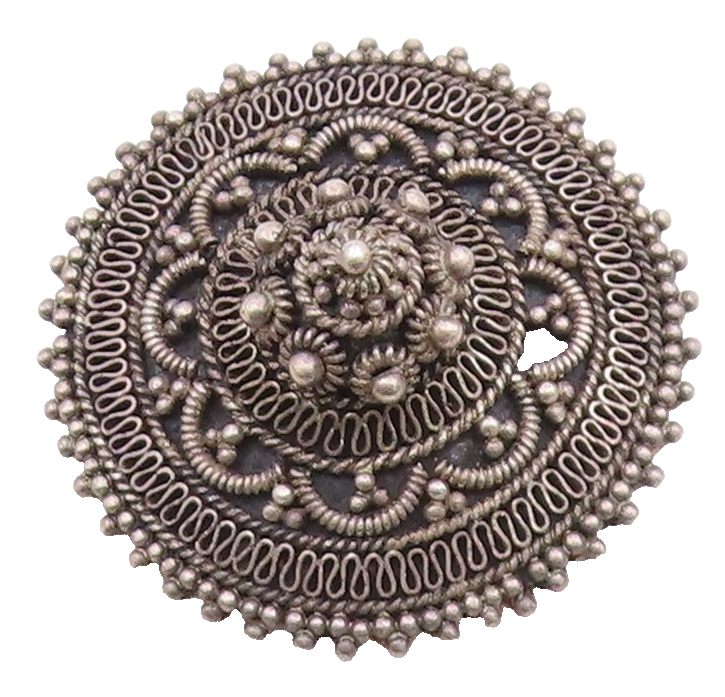 ISRAEL 925 Sterling Silver Vintage 3D Beaded Floral Dome Brooch Pin BP10234