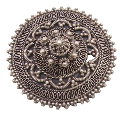 ISRAEL 925 Sterling Silver Vintage 3D Beaded Floral Dome Brooch Pin BP10234