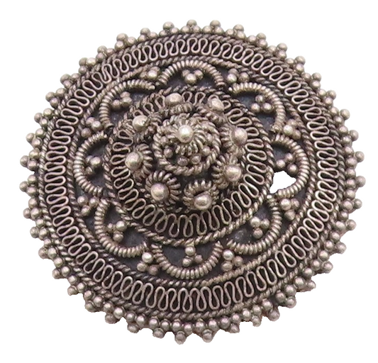 ISRAEL 925 Sterling Silver Vintage 3D Beaded Floral Dome Brooch Pin BP10234