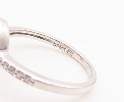 925 Sterling Silver Vintage Ring Minimalist Oval Cut Topaz  Sz 7  RG29413