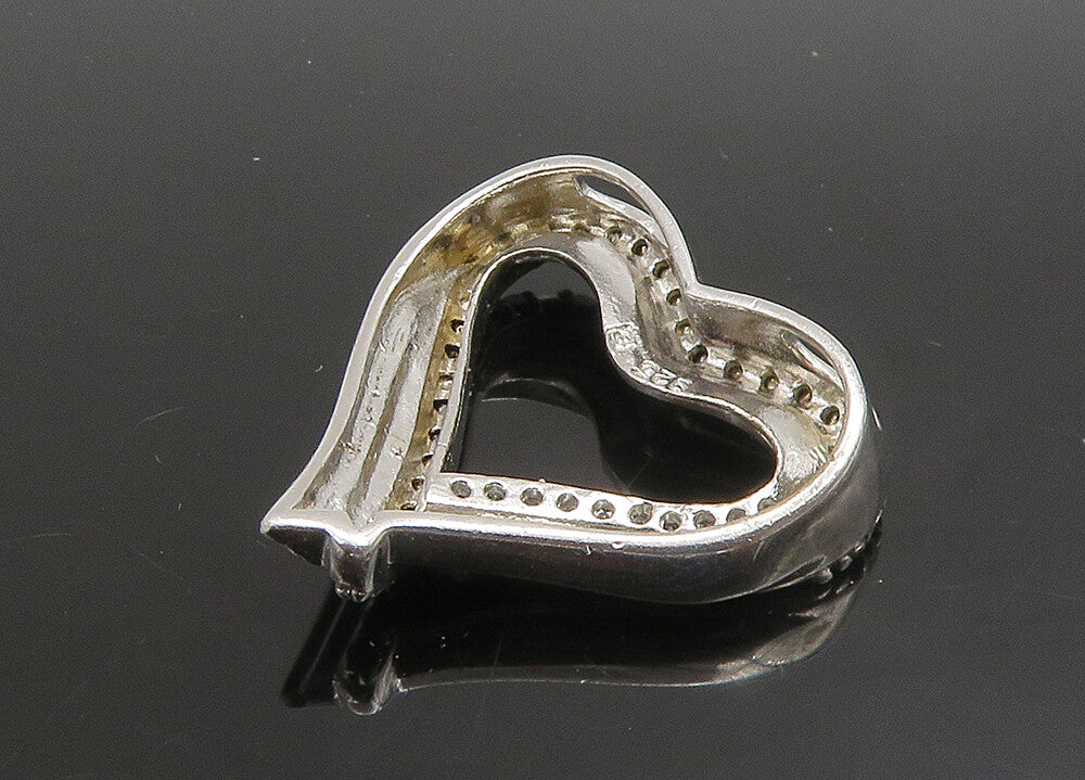 925 Silver  Vintage Genuine Black & White Diamonds Love Heart Pendant  PT19123