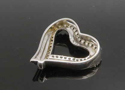 925 Silver  Vintage Genuine Black & White Diamonds Love Heart Pendant  PT19123