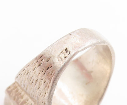 925 Sterling Silver Vintage Ring Carved Shalom Peace Hebrew Band Sz 9.5 RG34704