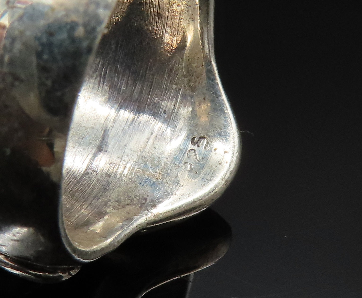 925 Sterling Silver Vintage Carved Religious Cross Signet Ring Sz 7  RG24832