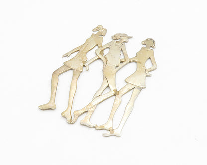 925 Sterling Silver  Vintage Shiny Three Women Silhouette Trinket  TR2060