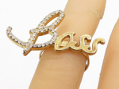 925 Sterling Silver  Topaz Shiny Gold Plated Boss Band Ring Sz 6  RG4982