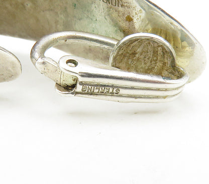 925 Sterling Silver  Vintage Hammered Folded Non Pierce Drop Earrings  EG8610